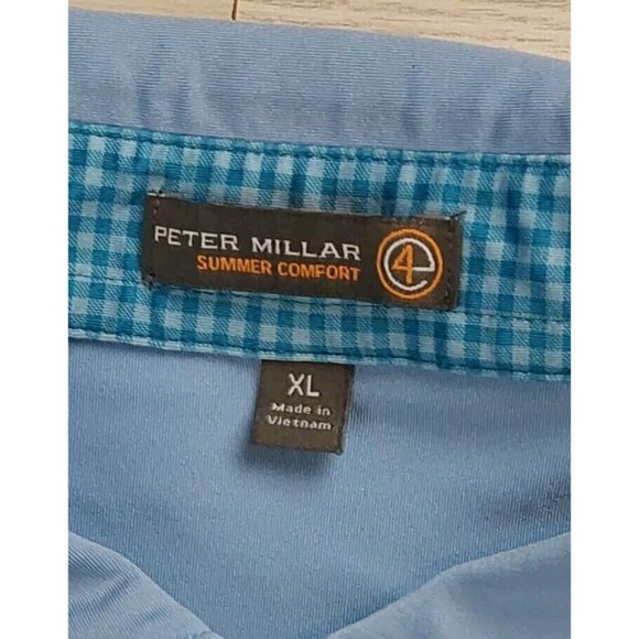 Peter Millar Summer Comfort‎ Golf Polo Shirt Mens XL Blue Hilton Head SC *Flaw* - Picture 6 of 9